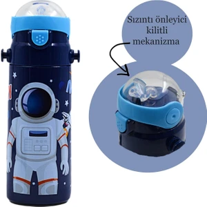 Pipetli Çelik Matara MT-2635 Uzay Desenli 550 ml