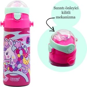 Pipetli Çelik Matara MT-2635 Unicorn Desenli 550 ml