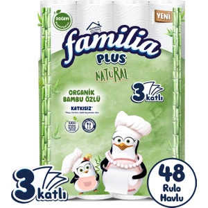 Plus Natural Kağıt Havlu 48 Rulo (4 Paket) – Yüksek Emicilikli, Mutfak Ve Genel Temizlikte Etkili