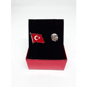 Asperas Grup Ikili Türk Bayrağı ve Atatürk Yaka Rozeti
