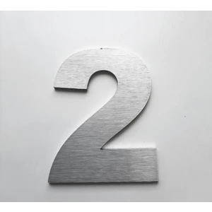 Kapı, Daire, Bina, Numarası 6 cm No:2 Fırça Desen Paslanmaz Çelik Metal Kendinden Yapışkanlı Numara