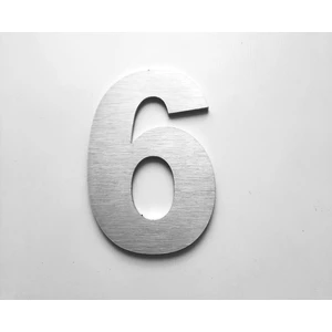 Kapı Daire Bina Numarası 6 cm No:6  Fırça Desen Paslanmaz Çelik Metal Kendinden Yapışkanlı Numara