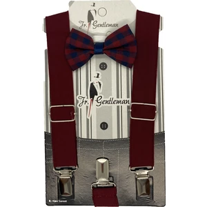 Jr. Gentleman Bebek & Çocuk 1-7 Yaş Bordo Renk Ayarlanabilir Papyon Askı Set