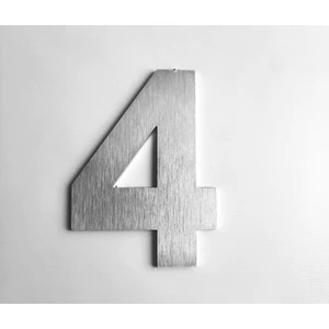 Kapı Daire Bina Numarası 6 cm No: 4 Fırça Desen Paslanmaz Çelik Metal Kendinden Yapışkanlı Numara