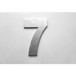 Kapı Daire Bina Numarası 6 cm No:7  Fırça Desen Paslanmaz Çelik Metal Kendinden Yapışkanlı Numara