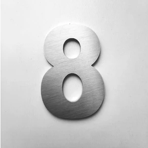 Kapı, Daire, Bina, Numarası 6 cm No:8 Fırça Desen Paslanmaz Çelik Metal Kendinden Yapışkanlı Numara