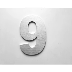 Kapı, Daire, Bina, Numarası 6 cm No:9 Fırça Desen Paslanmaz Çelik Metal Kendinden Yapışkanlı Numara