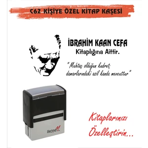 Atatürk Temalı Kişiye Özel Kitap Mühürü Kitap Kaşesi C62