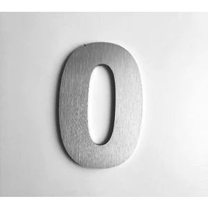 Kapı, Daire, Bina, Numarası 6 cm No:0 Fırça Desen Paslanmaz Çelik Metal Kendinden Yapışkanlı Numara