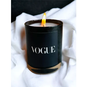 Saccura Dekor Bardak Mum Vanilya Kokulu Vogue Siyah Bardak Mum