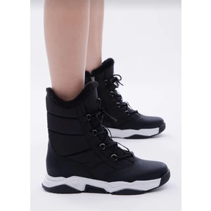 Stoks Shoes Store Kadın Bağcıklı Fermuarlı Içi Kürklü Kauçuk Taban Kar Botu
