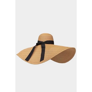 Kadın Oversize Büyük Hasır Şapka Naturel 55CM Plaj Şapkası Camel