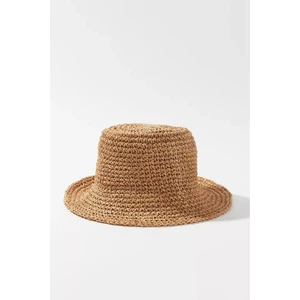 Kadın Hasır Bucket Şapka Naturel Ayarlanabilir Kova Plaj Şapkası Camel