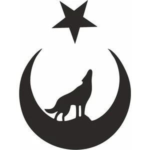 Reysa Tasarım Bozkurt Türk Bağyrağı Sticker Siyah 20X15 cm