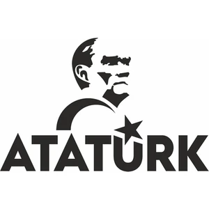 Reysa Tasarım Atatürk Türk Bayrağı Sticker Siyah 20X12 cm