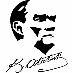 Reysa Tasarım Atatürk Silüet ve Imza Sticker Siyah 17X20 cm