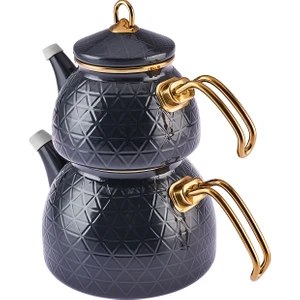 Kristal Antrasit Emaye Midi Çaydanlık