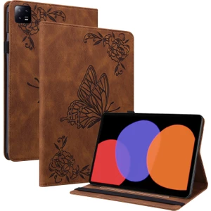 Xfashion Xiaomi Pad Için Tablet Kılıf 6 Otomatik Uyandırma ve Uyku Standı Deri Kelebek Çiçek Kart Tutucu Kapak (Yurt Dışından)