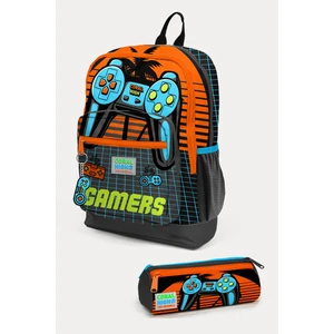 Coral High Kids Gri Turuncu Gamer Desenli 2'li Okul Çanta Seti SET0223746