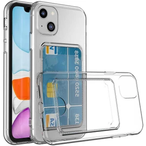 Apple iPhone 14 Plus Şeffaf Kartlıklı Köşe Korumalı Silikon Kılıf