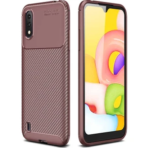 Samsung Galaxy A01 Kılıf Karbon Fiber Desenli Silikon Kılıf