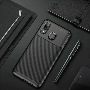 Samsung Galaxy A30 Kılıf Karbon Fiber Desenli Silikon Kılıf