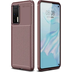 Huawei P40 Kılıf Karbon Fiber Desenli Silikon Kılıf