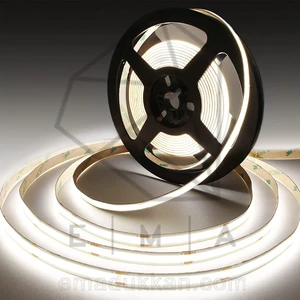 Ema Dükkan 12V COB Şerit LED 5 Metre Beyaz Işık | 320 LEDli | Adaptörlü Kullanıma Hazır | 12W/m IP20