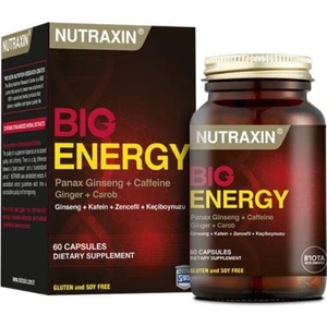 E-Trendy Shop Nutraxin Big Energy Ginseng + Kafein + Zencefil + Keçiboynuzu 60 Kapsül Takviye Edici Gıda