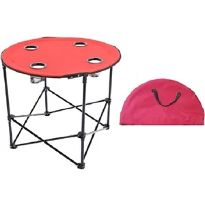 Four Season Katlanır Kamp Masası Taşıma Çantalı Yuvarlak 71 cm Kırmızı