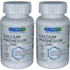 Nutrivita Nutrition Calcium Magnesium Zinc Vitamin D Vitamini 2 x 120 Tablet Kalsiyum Magnezyum Çinko