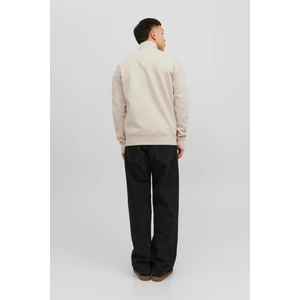 Jack & Jones Jorvesterbro Sweat Quarter Zıp Hn Sn Erkek Bej Sweatshirt 12241777-Moonb