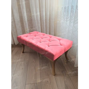 100 cm Kapitoneli Ayak Ucu Kapı Önü Antre Bench Puf Gold Ayak