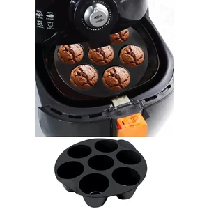 Airfryer Silikon Muffin Kek Kalıbı 7 Gözlü Hava Fritözü Kek ve Çörek Pişirme Kalıbı Aksesuarı