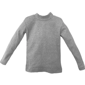 NSE Collection  Çocuk Gri Renk Raporlu Balıkçı Yaka Fitilli Model Uzun Kol Body