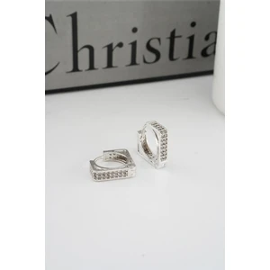 By Zeyna Aksesuar Kadın Vip Seri Zirkon Taşlı 1.6 cm Kare Model Küpe