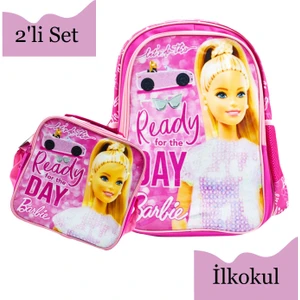 Barbie Lisanslı Ilkokul Çantası 2 Bölmeli ve Beslenme Çantası