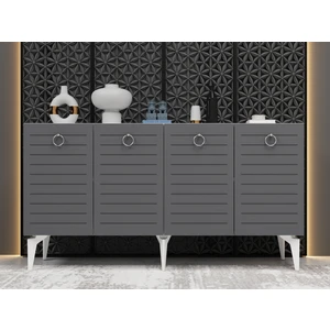 Demonte Dekor Arona Konsol 4 Kapaklı Raflı Beyaz- Antrasit