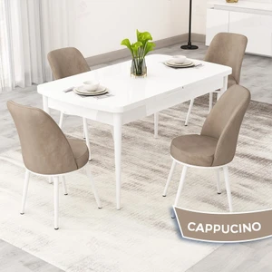 Rax Serisi Açılabilir 80X132 Beyaz Mutfak Masası Takımı ve 4 Sandalye