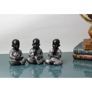 Namaste Bilge Keşişler 3’lü Buda Heykeli Biblo Hediyelik Dekoratif Ürün Konsol Vitrin Masa Süsü