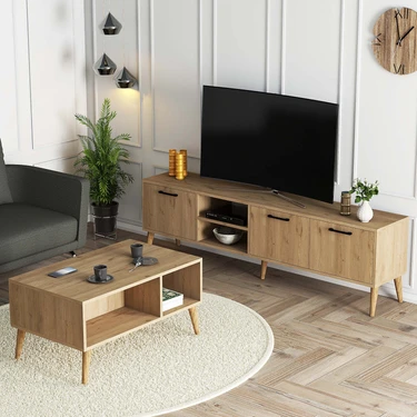 Mezza Set 1587-2076 Exxen 180 cm Tv Ünitesi + Exxen Orta Sehpa - Sepet