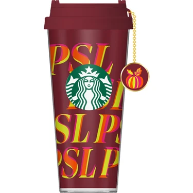 Starbucks® Psl Desenli Aksesuarlı Plastik Termos - Bordo - 473 ml -