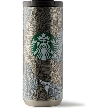 Starbucks® Yaprak Desenli Paslanmaz Çelik Termos 355 ml - Model 11116828 - Şık