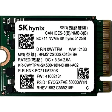 SK hynix bc711 512GB M.2 SSD ノートPC SK Hynix Skhynix BC711 512GB Nvme Pcıe M.2 2230 30MM Solid Fiyatı