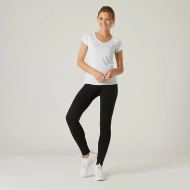 Decathlon Domyos Kadın Siyah Spor Tayt Fit 500 - Slim - Fitness Hafif