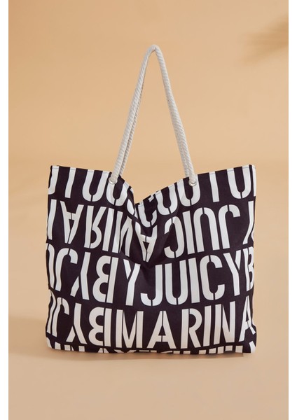 Siyah Kombinli Plaj Çantası C2301 fırsatları