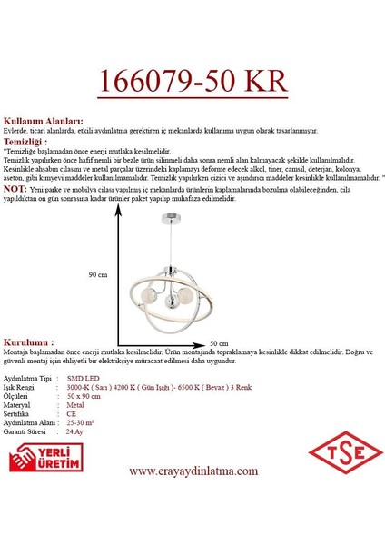 166079-50 Krom Sarkıt LED Avize modelleri