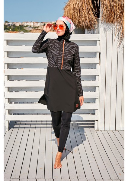 Paraşüt Siyah Tam Kapalı Tesettür Mayo M2324 modelleri