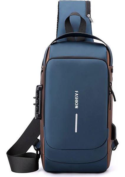 Erkek Göğüs Çantası - Mavi Altın - 10 Inç (Yurt Dışından)