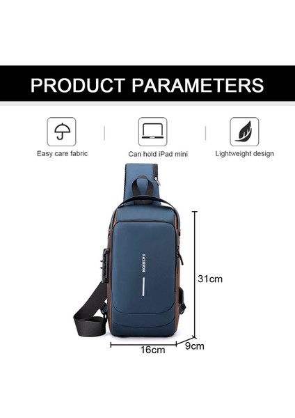 Erkek Göğüs Çantası - Mavi Altın - 10 Inç (Yurt Dışından) fiyatları